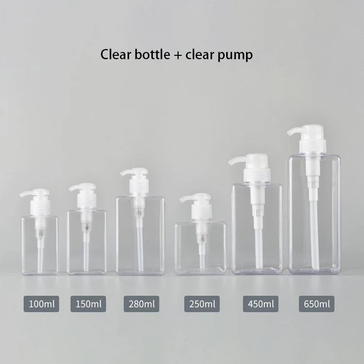 clear shampoo bottles